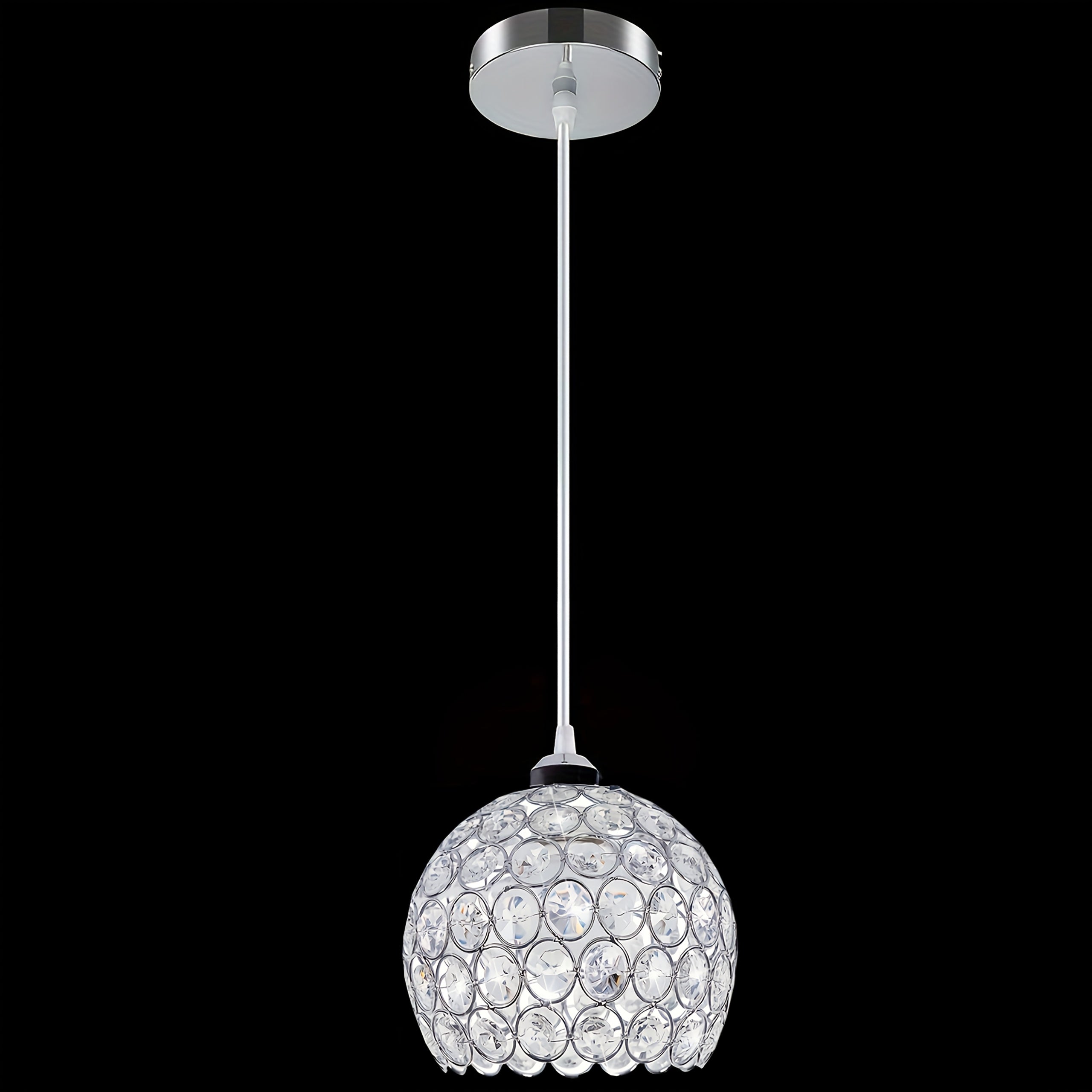 Elegant silver crystal chandelier - modern pendant light, suitable for dining room, kitchen island, bedroom and living room decoration, semi-flush mount installation, ceiling pendant light (bulb not included)