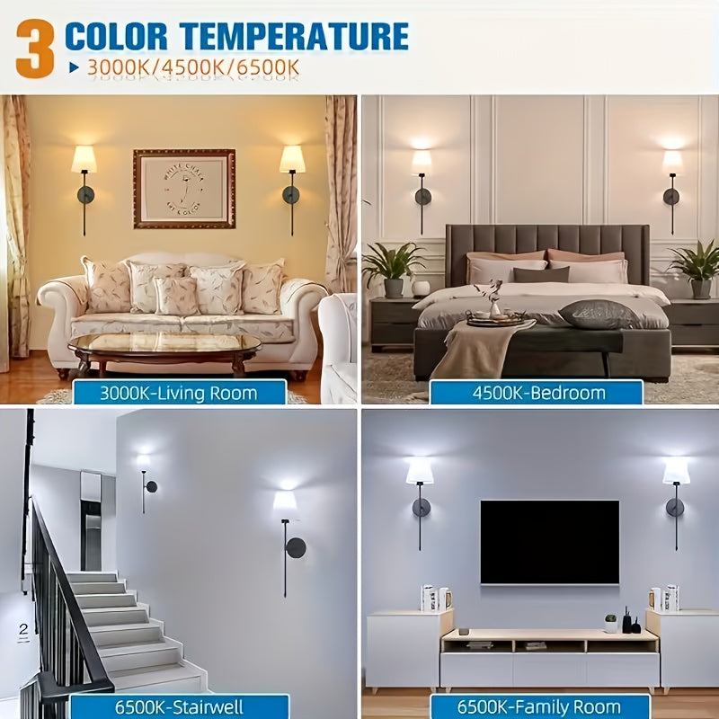 2-Piece Semi-Flush Mount Wireless Remote Wall Light - USB Rechargeable Battery - 9-Color Dimmable (E26), with “Note Control”, Suitable for Bathroom and Living Room / Bedroom (No Wiring Required)