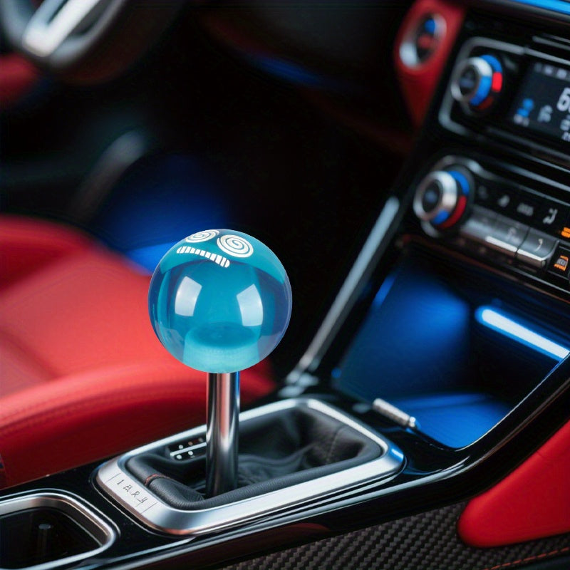 Universal Round Acrylic Shift Knob for Car Modification, Includes Three Installation Adapters
