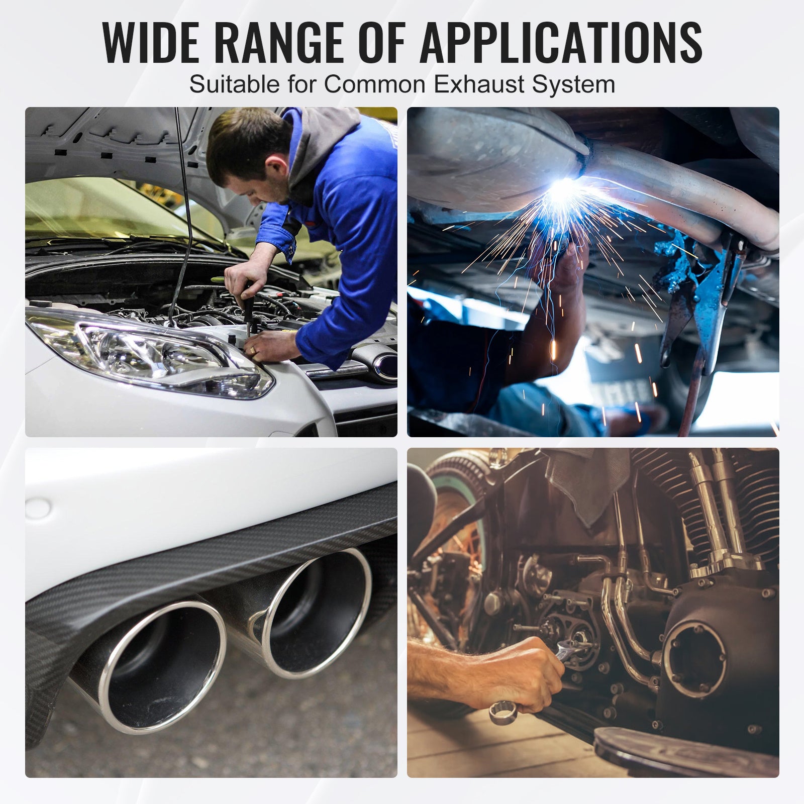VEVOR DIY Universal Exhaust Kit 8/16 Pieces 2/2.25/2.5 Inch Exhaust Pipe Kit with Slip-on Connectors