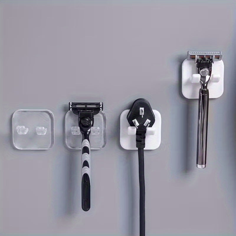 1/2/4 Pack Easy Install Wall Mount Razor Holder - Multi-Function Bathroom Shelf, No Drilling Needed, Perfect for Razor Storage