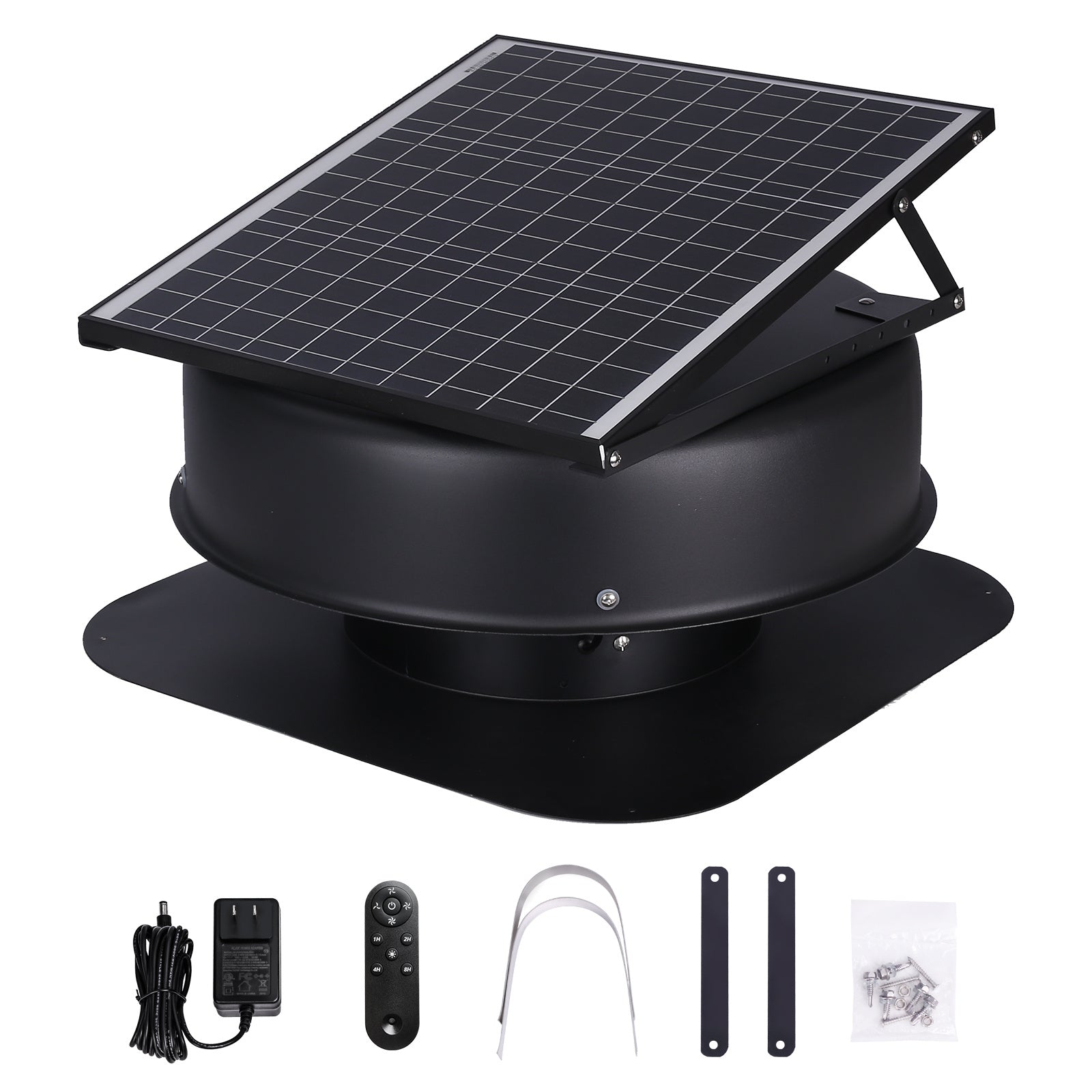 VEVOR Solar Attic Fan, 40W, 1230 CFM High-Airflow Solar Roof Vent Fan, 110V Smart Adapter, Low Noise & Wind-Resistant, for Home, Greenhouse, Garage, Store, RV, FCC Certified