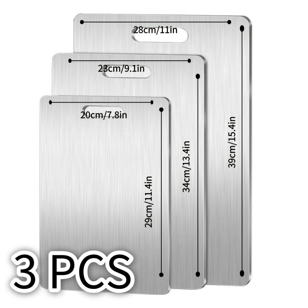 3-Pack Ultra-Durable Cutting Board – 3/2/1 Pieces Optional, Corrosion-Resistant Stainless Steel – Perfect for Meat, Vegetables &amp; Fruit – Dishwasher Safe, Portable for Indoor &amp; Outdoor Use – Essential Kitchen Tool for Home
