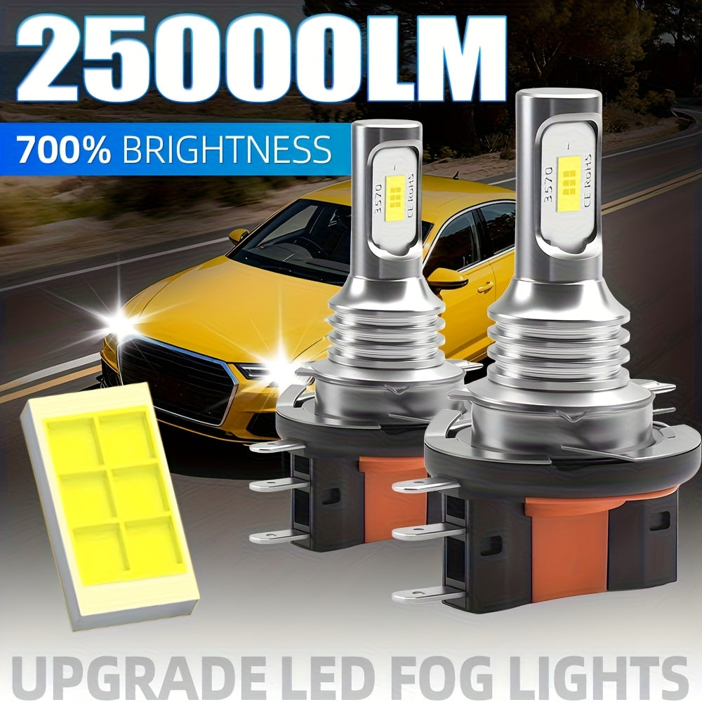 2-Pack High Power 9005 HB3 9006 HB4 LED Car Fog Light and Headlight Set, Mini Size 1:1 H11 H4 H7 H15 Headlights, Super Bright 6000K Car Light, Easy-to-Install Anti-Fog DRL Bulbs, No Battery Included