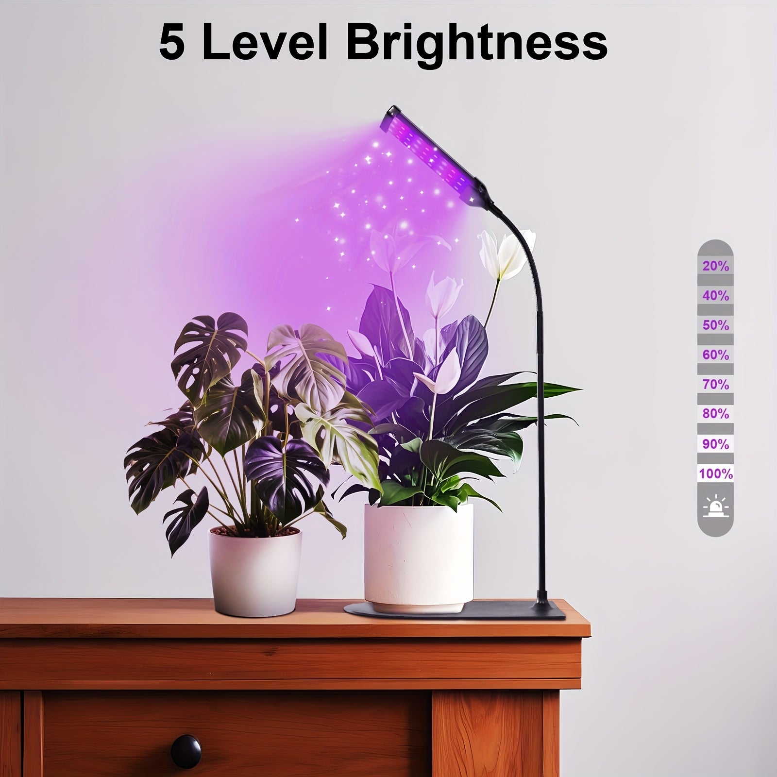 Square tube base LED grow light, multi-functional indoor plant lighting, with USB timer dimming, plant growth promoting light, 3 mode switching, promotes healthy plant growth