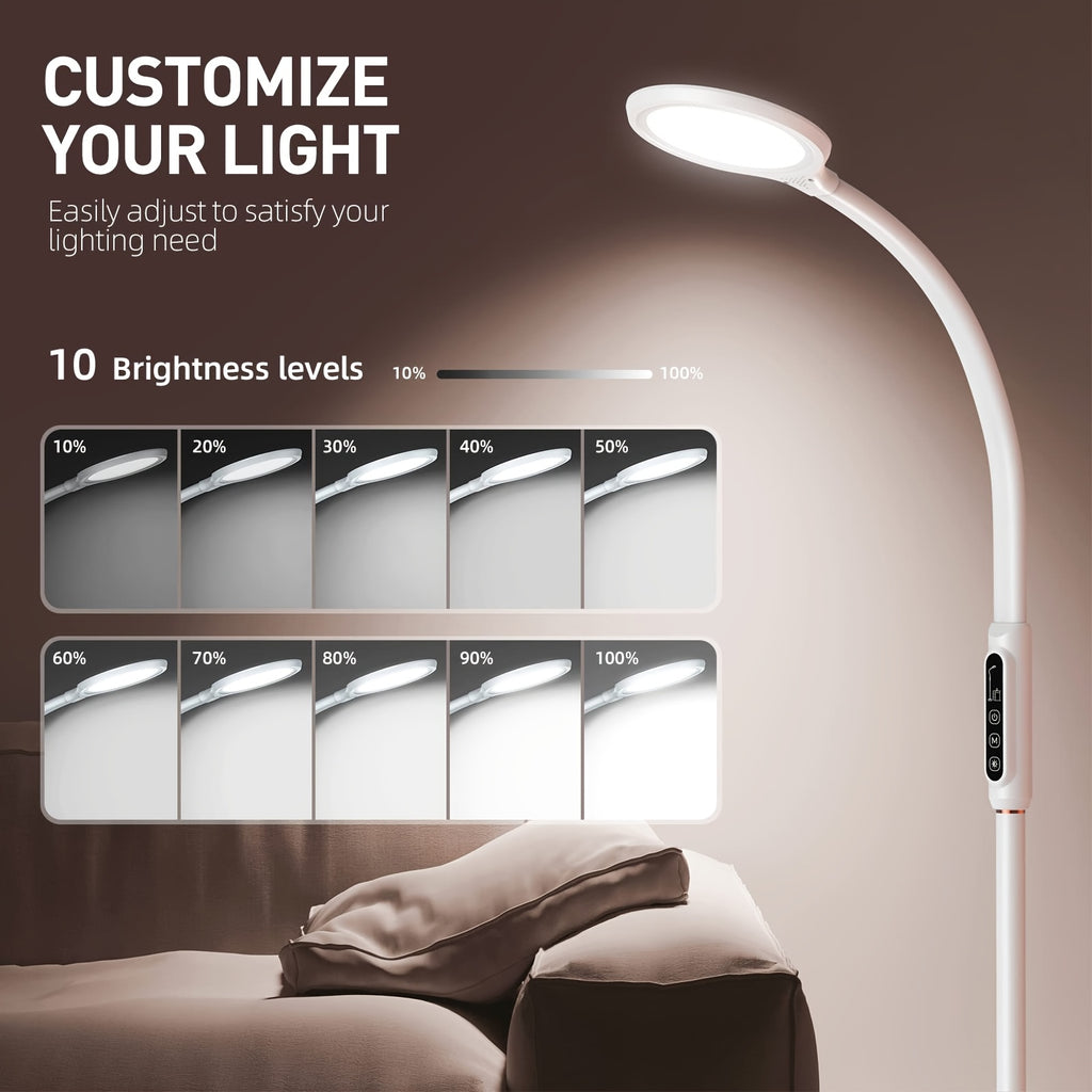 Full Spectrum Happy Sun Lamp, 11000 Lux, LED UV-Free Sunlight Lamp, 10 Adjustable Brightness Levels, 2-in-1 Retractable Happy Sun Lamp