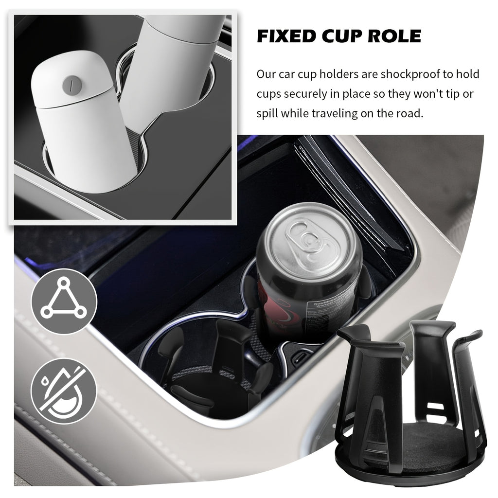 1/2 Pack Car Cup Holder Adapter, 2026 Upgraded Car Cup Holder Adapter with Self-Adjusting Clamping Arms, Built-in Adhesive for Securing Cups and Drinks, Essential Car Cup Holder Adapter