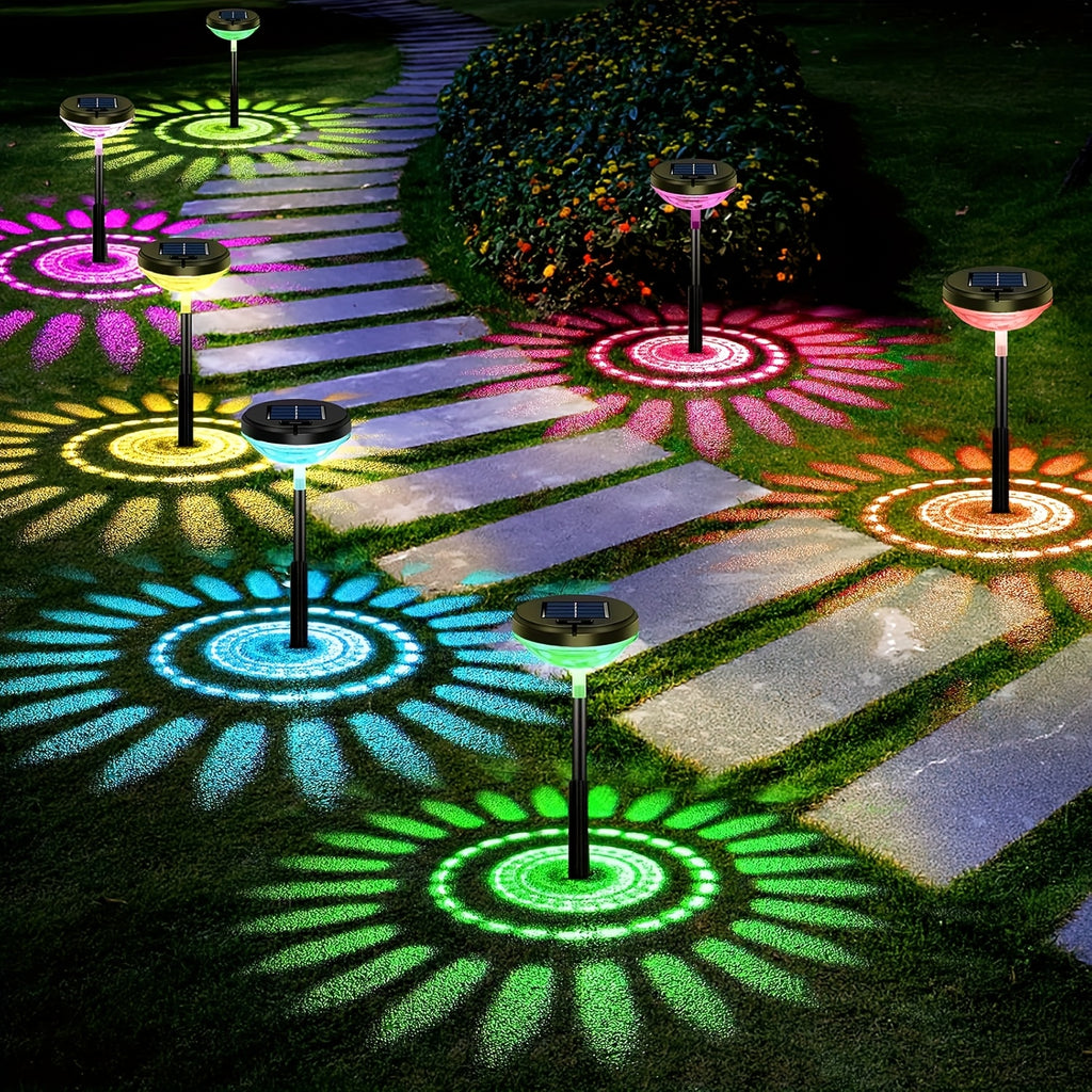 6-Piece Outdoor Solar Light, Bright LED Lighting, IP44 Waterproof, Smart Light Sensor (Color Light / Warm Light 2-in-1), Suitable for Courtyard, Garden, Lawn, Path, Walkway, Christmas Landscape Lighting and Outdoor Lighting, Christmas Gift