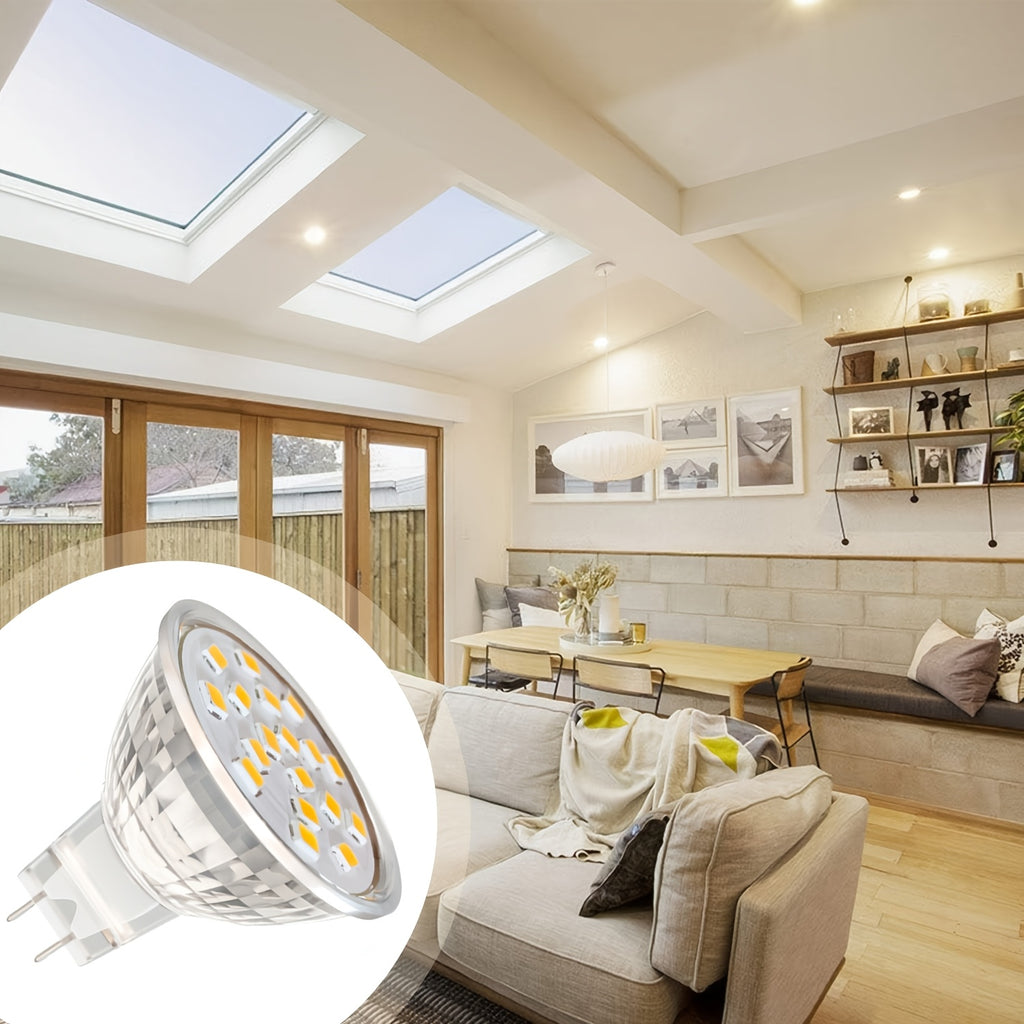 6-pack GU4 MR11 3W LED spotlight, replaces 20W 30W halogen reflector, warm white 3000K, 300 lumens, AC/DC 12V-24V, non-dimmable, 120° beam angle, suitable for wardrobes, living rooms, kitchens, hallways, shops, schools