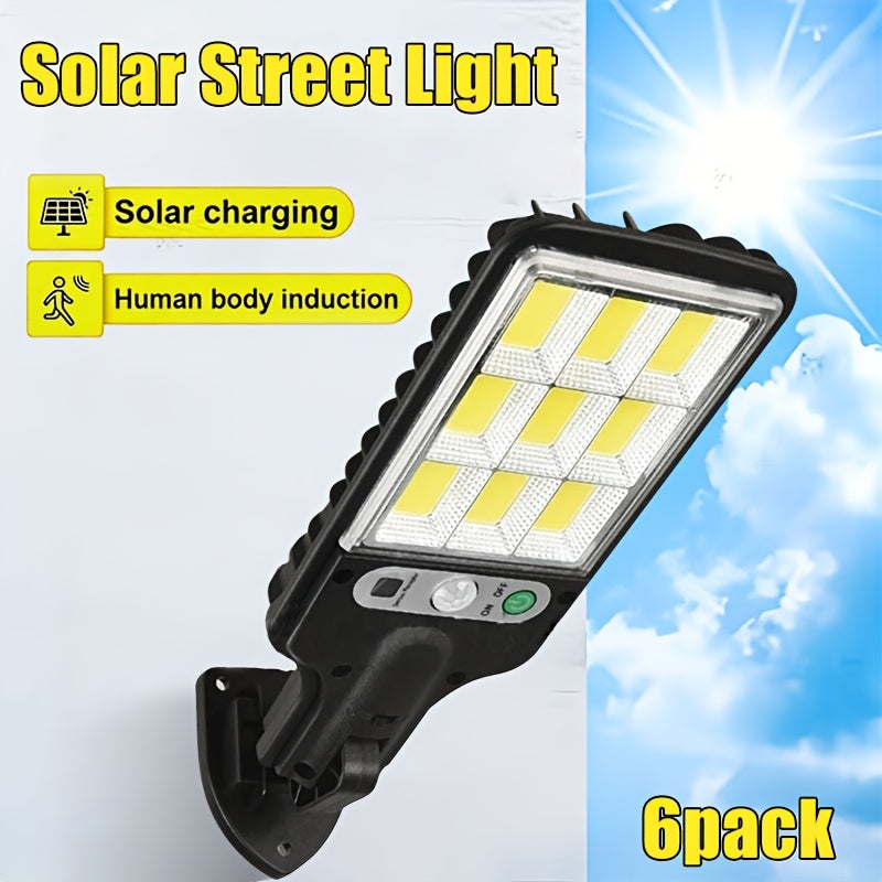 8/6/4 Pack Solar Street Light with PIR Motion Sensor, IP65 Protection Rating, 108 COB LED Security Wall Light with Remote Control, 3 Modes, Solar Searchlight Perfect for Garden, Courtyard, Porch, Garage Lighting