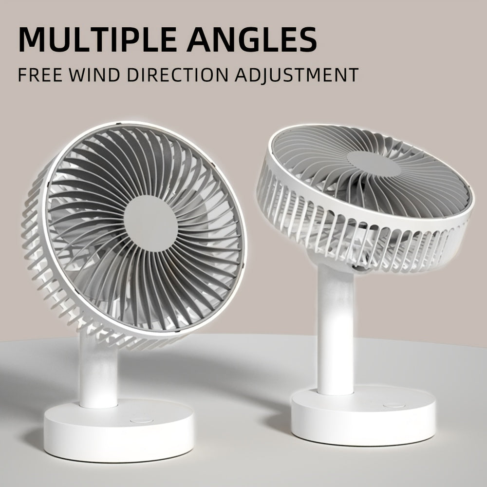 Portable 6 Inch USB Rechargeable Mini Fan with Stand, 1800mAh Battery, Personal Cooling Fan for Desktop, Home Office, Dormitory and Bedroom