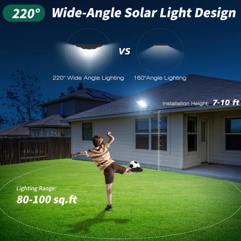 2 Pack 3D Curved Screen Integrated High-Brightness Solar Street Light, with PIR Motion Sensor and Remote Control, Perfect for Parking Lots, Courtyards, Gardens, Villas, Outdoor Solar Light