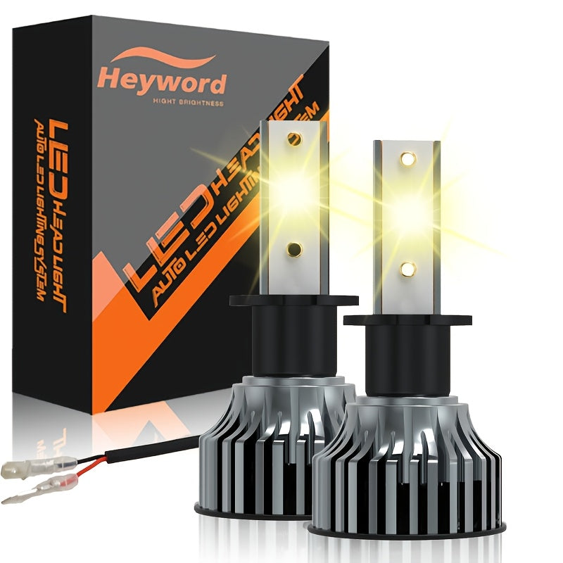Heyword 2 Sets H7, H1, H3, H4, H8/H9/H11, 9005, 9006, 9012 LED Car Headlight Fog Light, Low Beam, High Beam, Color Temperatures: 4300K/Warm Light, 3000K/Yellow Light, 8000K/Blue Light, 25000K/Ice Blue, 6000K/White Light