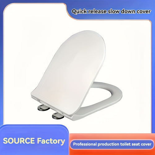 1Pc Toilet Lid & Tank Cover Set - Silent Closed Toilet Seat Cover, Durable PP Material, Easy On/Off, U-Shaped Design, Bathroom Comfort