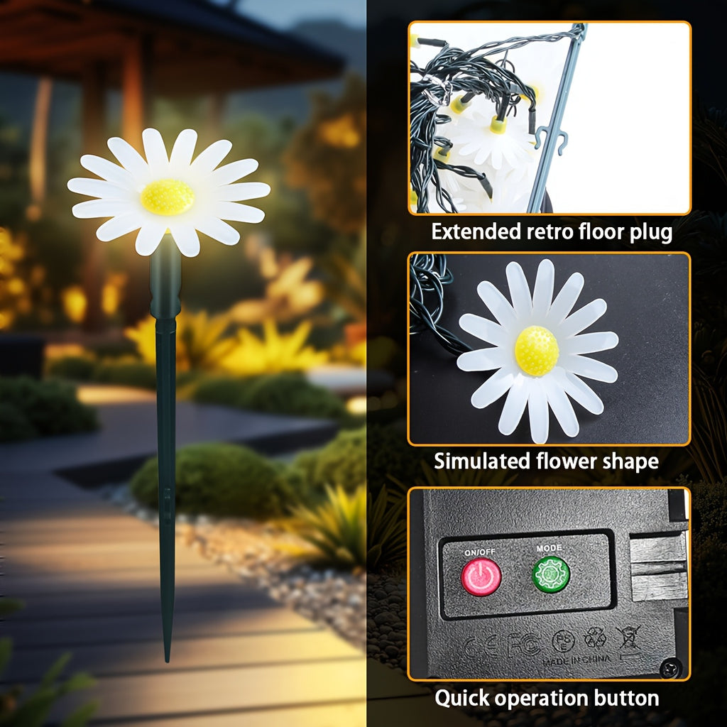 1 Set of 20 LED Solar Flower Lights, 8-Mode Outdoor Decorative Light, IP44 Waterproof, Suitable for Home, Wedding, Holiday and Party - Powered by Solar Lithium Battery, Outdoor Lighting | Flower Decoration | Solar Courtyard Light