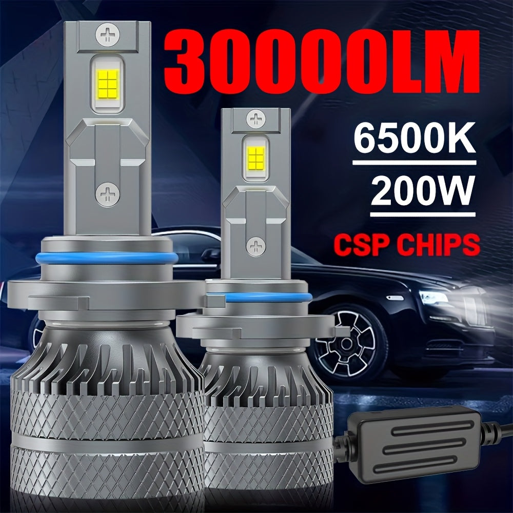 2PCS H7 H4 H11 LED Headlight H1 9005 HB3 9006 HB4 9012 HIR2 Bulbs Canbus LED Car Headlight 30000LM Mini Car LED Light Super Bright, Error-Free, High/Low Beam