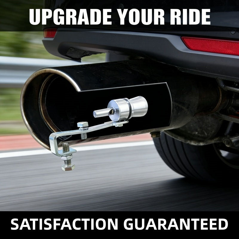 Universal Turbo Exhaust Whistle – Heavy-Duty Aluminum Alloy Sound Amplifier Tailpipe Replacement Kit with Anti-Loss Mounting Bracket, Enhances Engine Power Output & Exhaust Sound Performance
