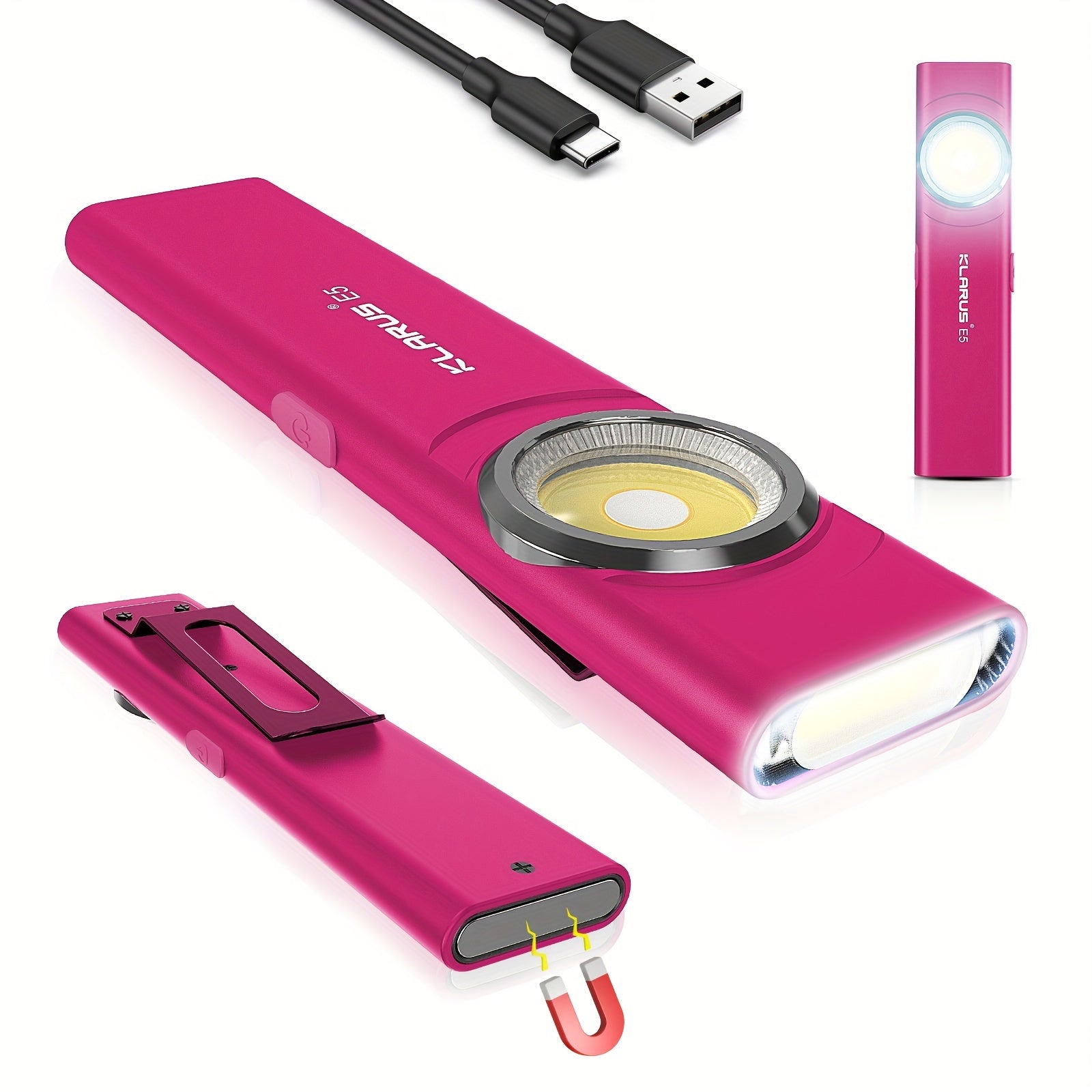 KLARUS E5 Flashlight, Mini Portable High-Intensity Dual Light EDC, Rechargeable Outdoor Magnetic Suction Household Mini Flashlight
