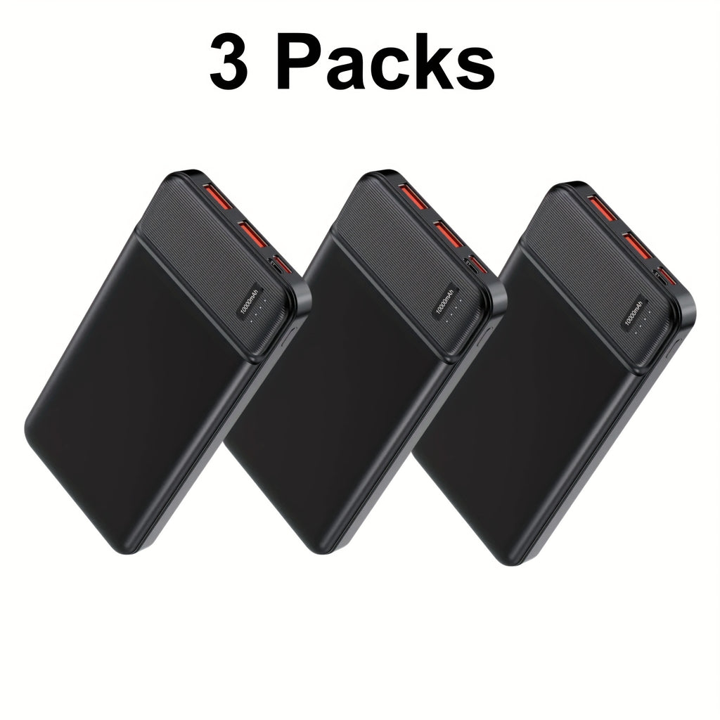 3-Pack Power Bank Portable Charger 10000mAh, Battery Pack PD 22.5W with Dual USB & USB-C Input/Output, Slim & Lighweight for Phones, Tablets, And More.(3 Packs)