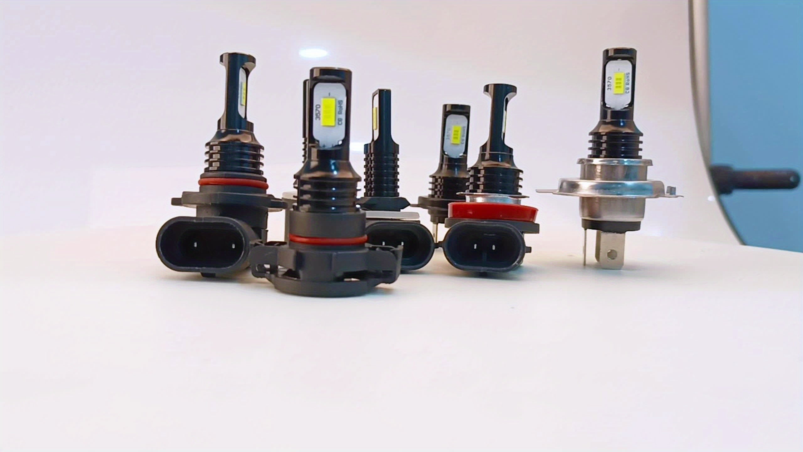 Set of 2 LED Car Headlight Bulbs, Compatible with H3, H4, H7, H11, 5020, 9005/HB3, 9006/HB4, 880 and 881, Provides 60000 Lumens and 250W Brightness, Easy to Install, Compact Design, No Battery Needed, Battery Not Included