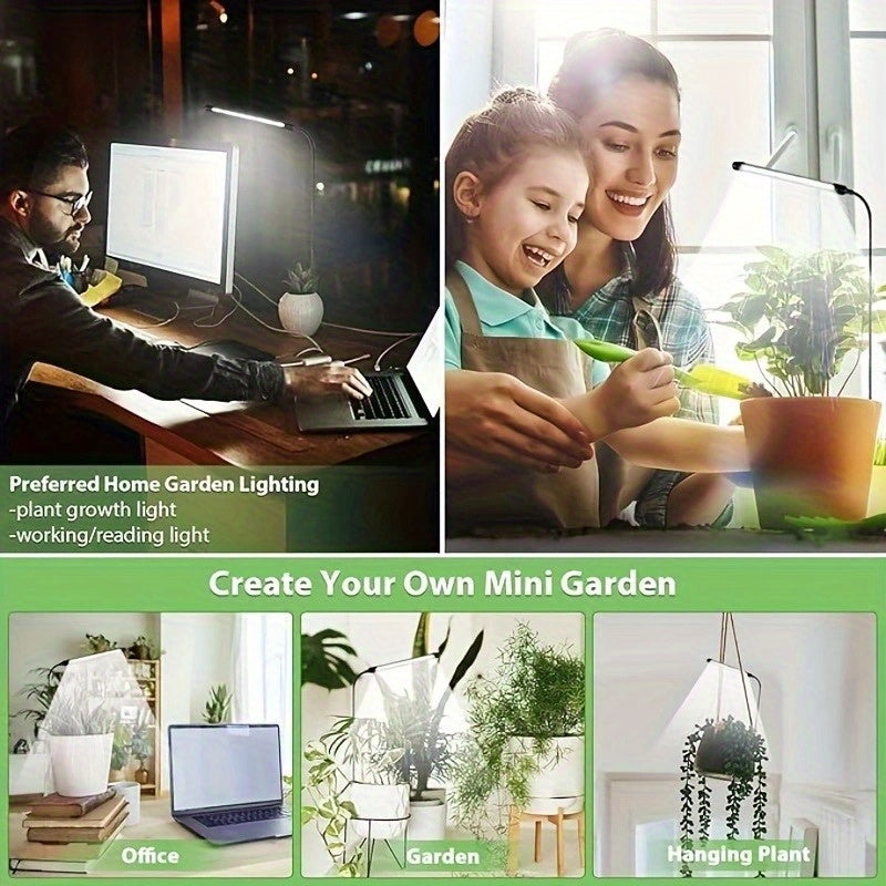1 Pack LED Plant Grow Light Flexible Gooseneck Full Spectrum Dimmable Auto Timer for Indoor Potted Bonsai House Plants