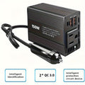 1个150W汽车电源逆变器，12V-36V转110V-130V直流至交流，带3.1A双USB端口，适用于iPhone iPad手机快速充电，车载插头适配器，旅行和车辆用途，高功率输出，黑色时尚设计 |