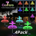 Solar Garden Light 4-Pack Solar Outdoor Decorative Light 7 Color Changing Double Jellyfish and Butterfly Flower Garden Decoration Courtyard Christmas Pool Outdoor Decoration, Gift for Mother and Women
