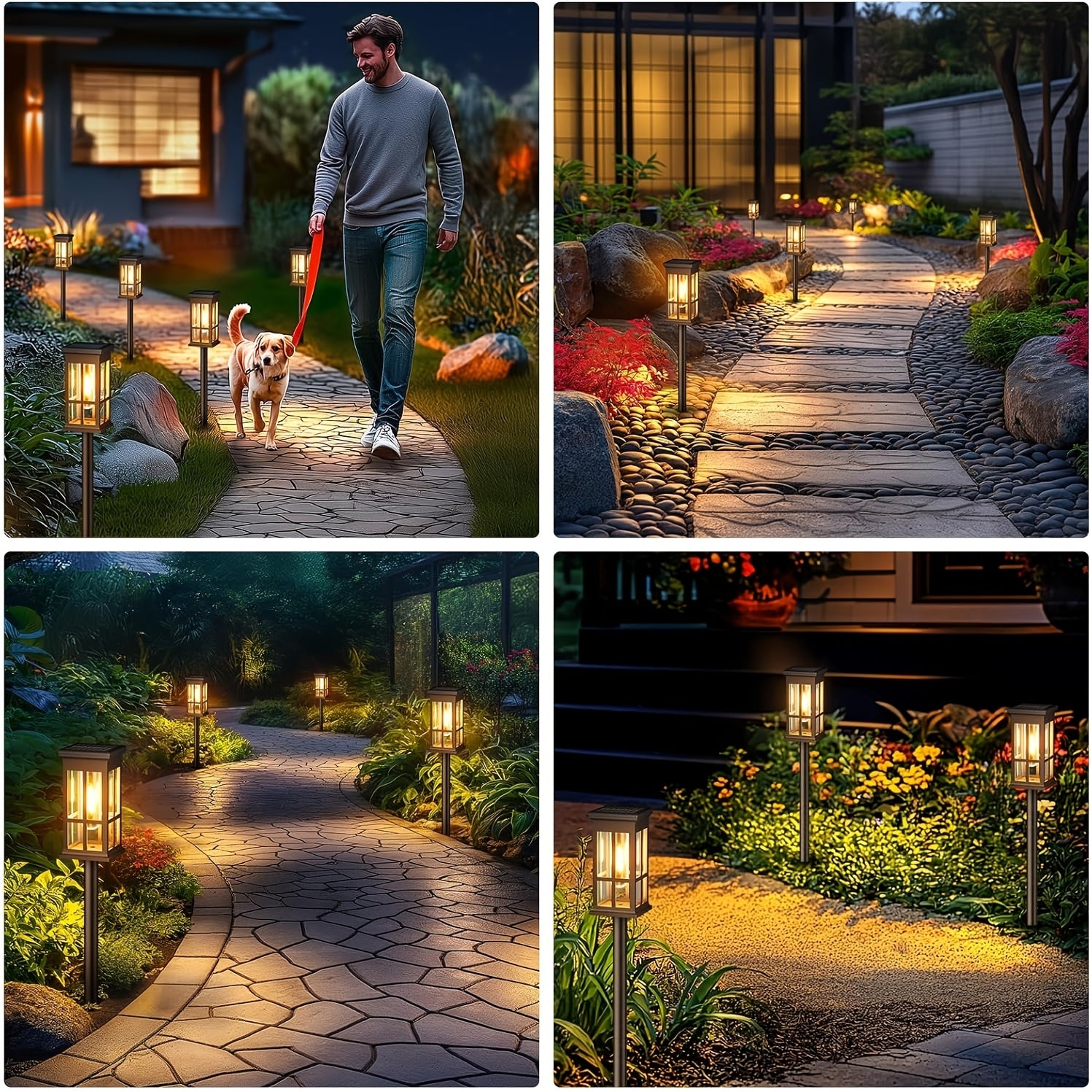 8-Piece Outdoor Bright Solar Path Light, Upgraded Outdoor Solar Light, Brightness Lasts Up to 12 Hours, Automatic On/Off Garden Light, Suitable for Landscape Courtyard, Patio Lawn, Path, Sidewalk, Driveway and Outdoor Decoration
