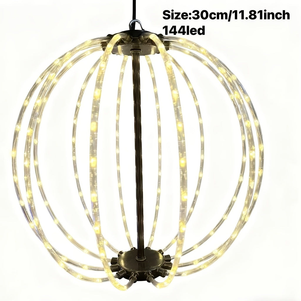 Outdoor Detachable Solar Round Ball Light, Lighting Effect with Flowing Water Function, 144 LEDs, 8 Lighting Modes, 3 Colors Optional, Outdoor Decoration, Suitable for New Year, Party, Wedding, Thanksgiving, Christmas, Camping