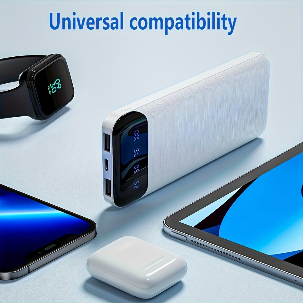 20000Mah Large Capacity Portable Power Bank, 2 USB Outputs And Type-C Output/Input, Suitable for Charging Mobile Phone Devices, Equipped with LED Display/Multiple Colors to Choose From, Portable Emergency Power Supply Device for Outdoor Travel