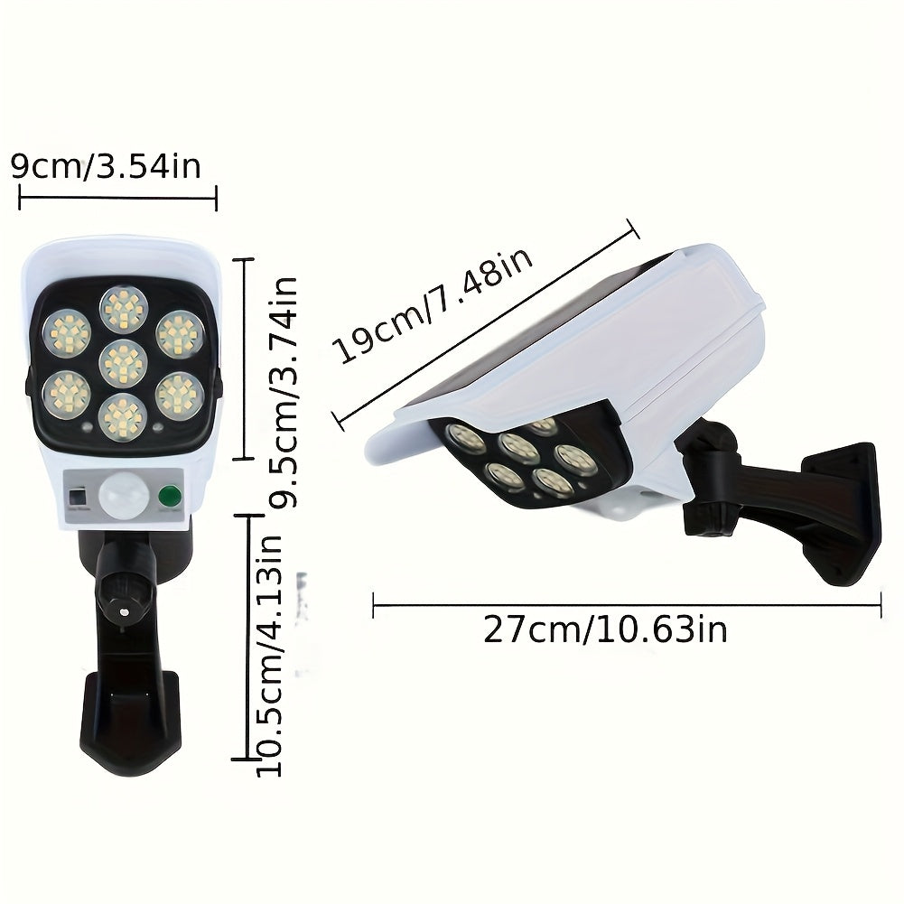 Simulated Surveillance Outdoor Motion Sensor Solar LED Spotlight 77 Lamp Beads High Efficiency Sensor Auto on on Motion Built in Security Deterrent for Porches Gardens Driveways Commercial Use Streets Garages Modern Outdoor Fixture