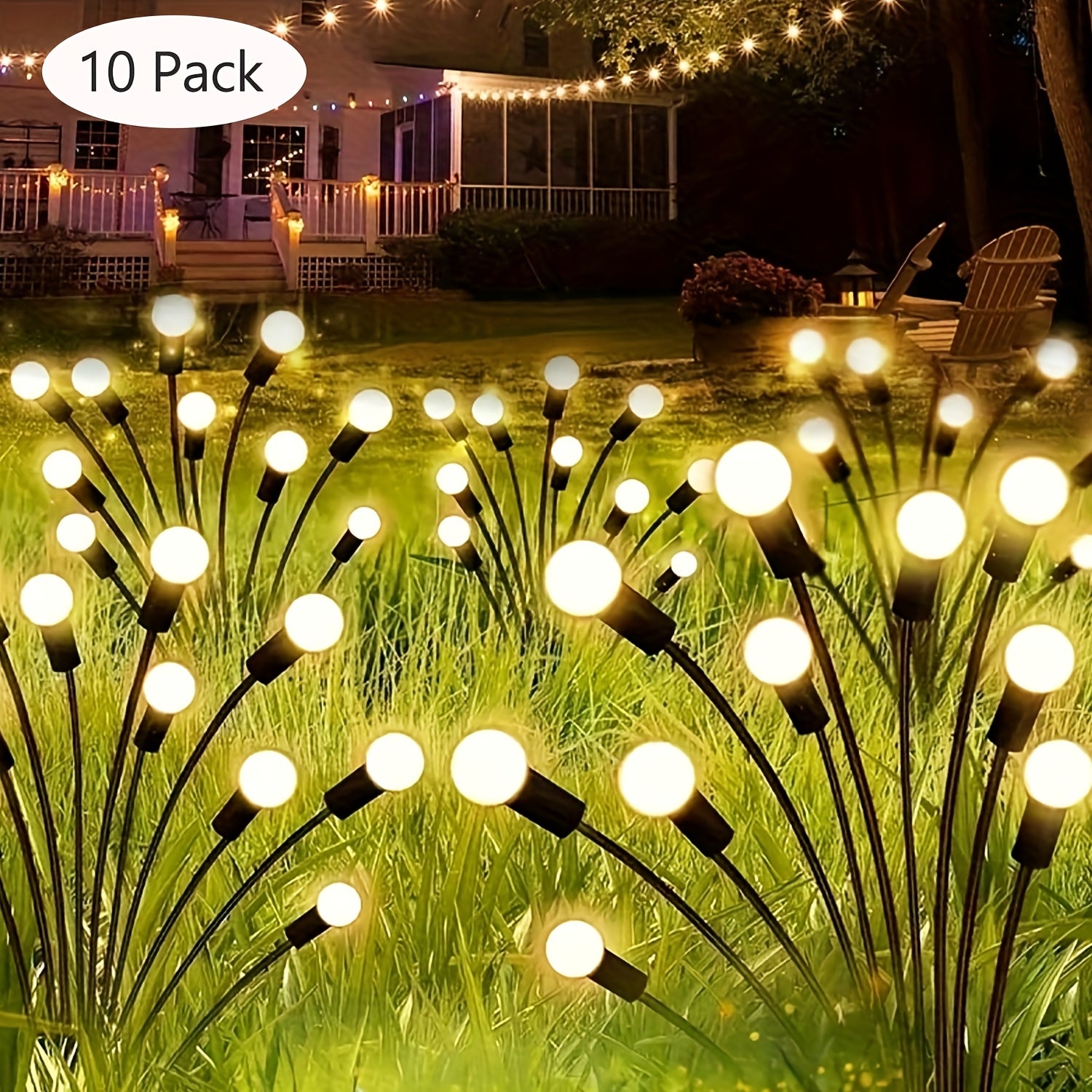 Solar Courtyard Light, 2/4/6/10/12 Pack Solar Outdoor Light, Outdoor Decorative Light, IPX5 Waterproof Swinging Solar Light, Firefly Light for Yard & Pathway, Large Bulb Swinging Solar Light