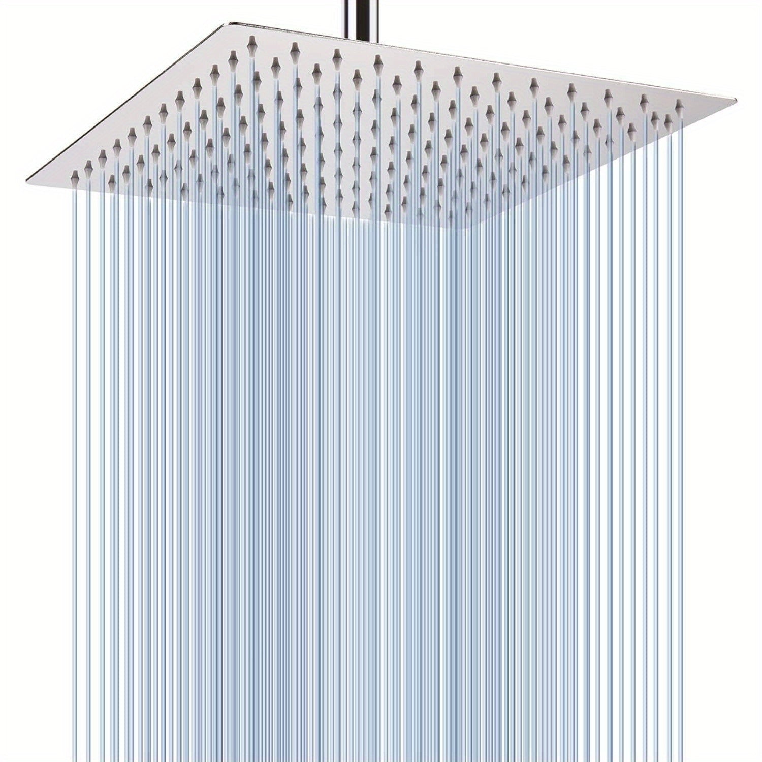 1pc 12" Square / 12"x8" Rectangular Waterfall Rain Shower Head - High Flow Stainless Steel, Polished Chrome Finish, Rustproof & Durable, Ceiling/Wall Mount, Includes Teflon Tape Installation Kit