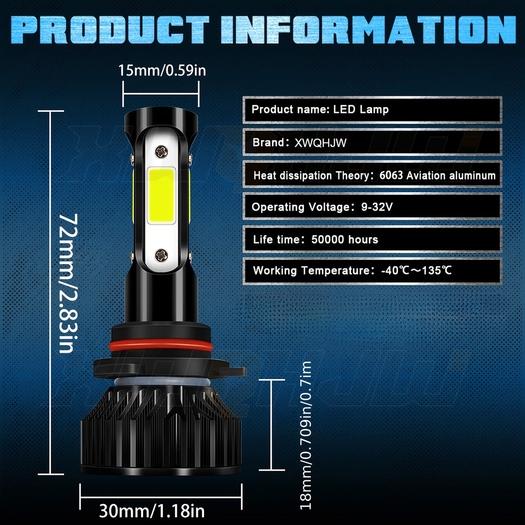 4-Pack H11/H9/H8 9005/HB3 LED Bulb Combo 6000K White, H11 9005 LED Light Fog Light Plug-and-Play