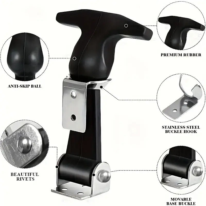 8-Piece Set: 4 Handles & 4 Fastening Clamps, Quick-Release Clamps with T-Handle & Elastic Shock Absorber – Ideal for Toolboxes, Vehicle Engines & Heavy-Duty Hood Mounting Brackets | Tool-Free | Locking Lever