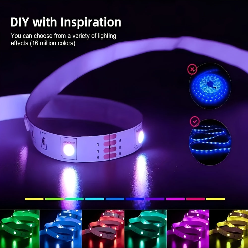 3.28英尺 RGB LED灯带，带迷你控制器，实现多彩效果，兼容笔记本电脑和各种电子设备，适用于卧室、派对、家居装饰、电视背光、圣诞节和节日装饰