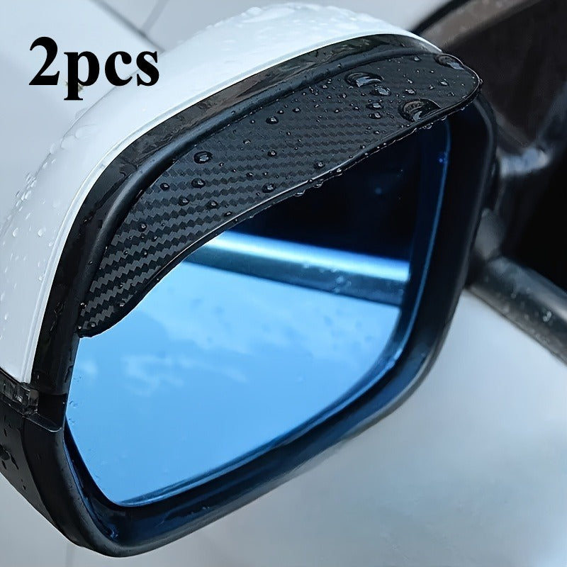 2Pcs Carbon Fiber Texture Car Side Mirror Rain Deflector - For Windproof Sun Visor, Reduces 90% of Raindrops, Enhances Clear Visibility, Sporty Style Exterior Upgrade, Mirror Rain Cover, Car Side Mirror Rain Cover, Car Window Rain Guard