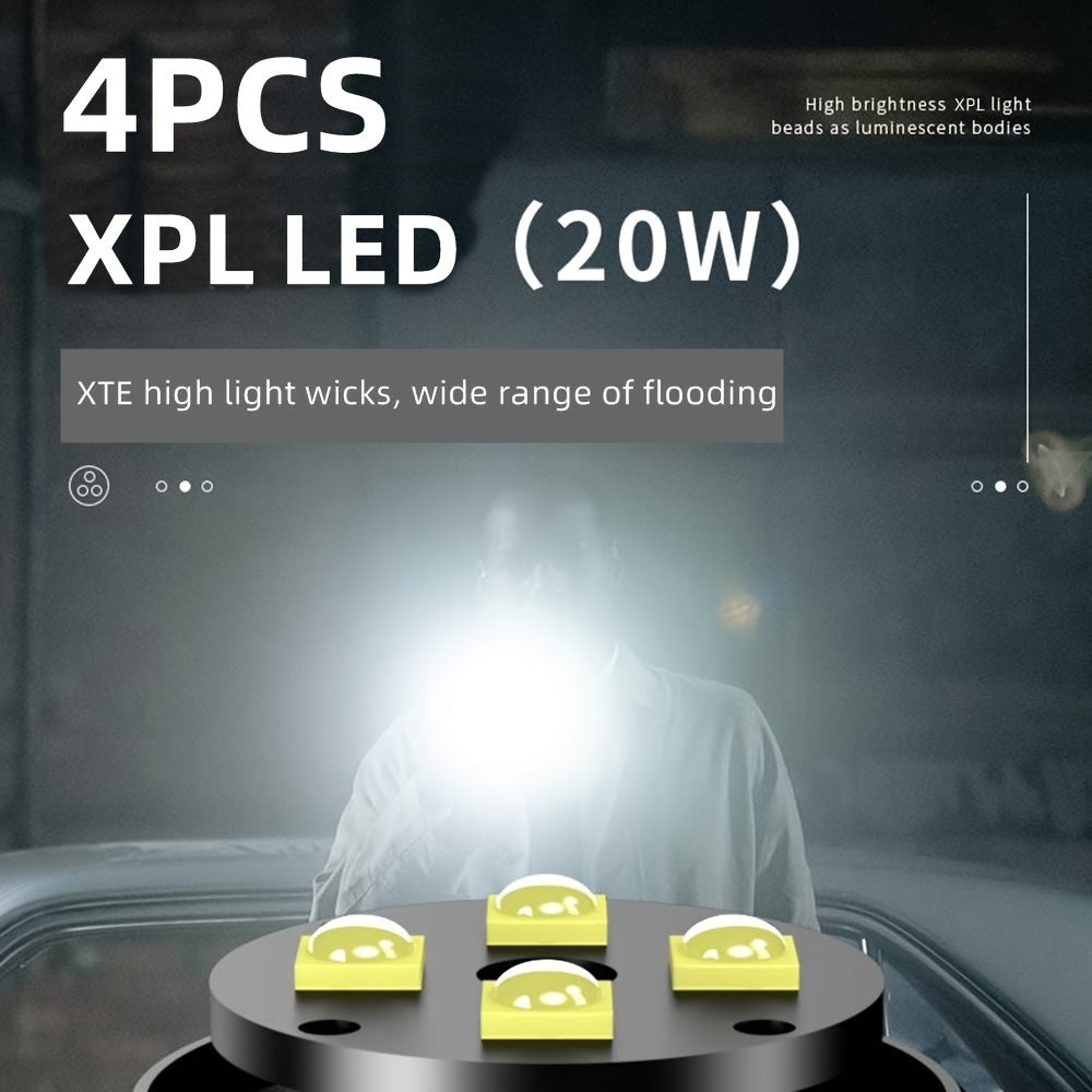 4X LED Flashlight is Compact & Powerful, with Type-C USB Rechargeable Design, Portable Clip & Magnetic Base. Perfect for Nighttime Illumination, Whether for Outdoor Adventures or Home Repairs.