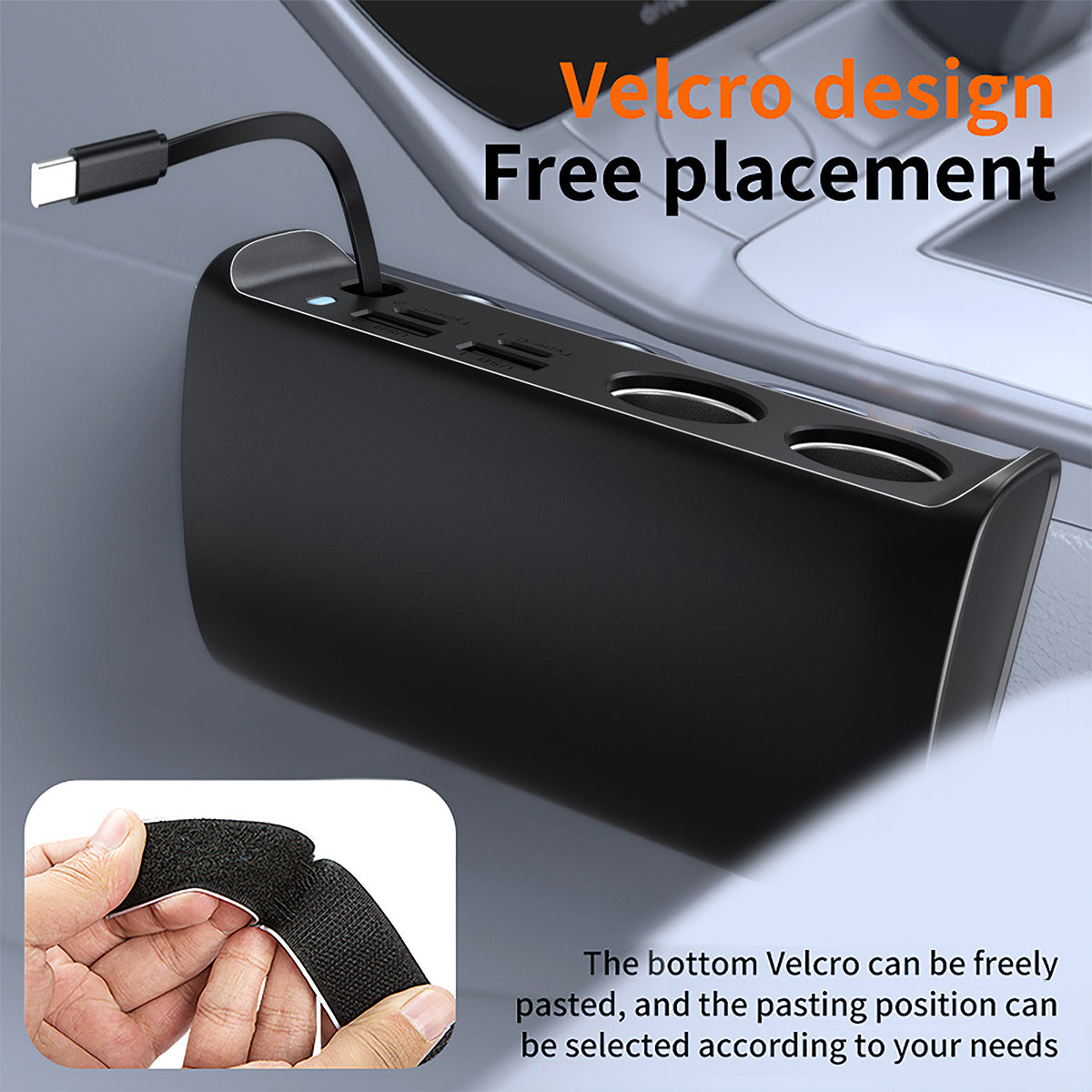 Car charger plug Equipped with Dual USB QC3.0 and Dual Type-C PD Fast Car Charger, Retractable PD 148W+ QC 3.0 Super Fast Charger, 5-in-1 Multi-function Car Charger, Stylish Glossy Finish