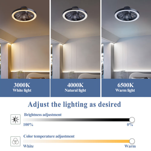 13" Smart Modern Ceiling Fan with Light and Remote, E26/E27 Base Easy Install Socket Fan Light, 3-Speed Adjustable, 3000-6500K Dimmable LED, for Bedroom, Kitchen, Living Room, Storage Room