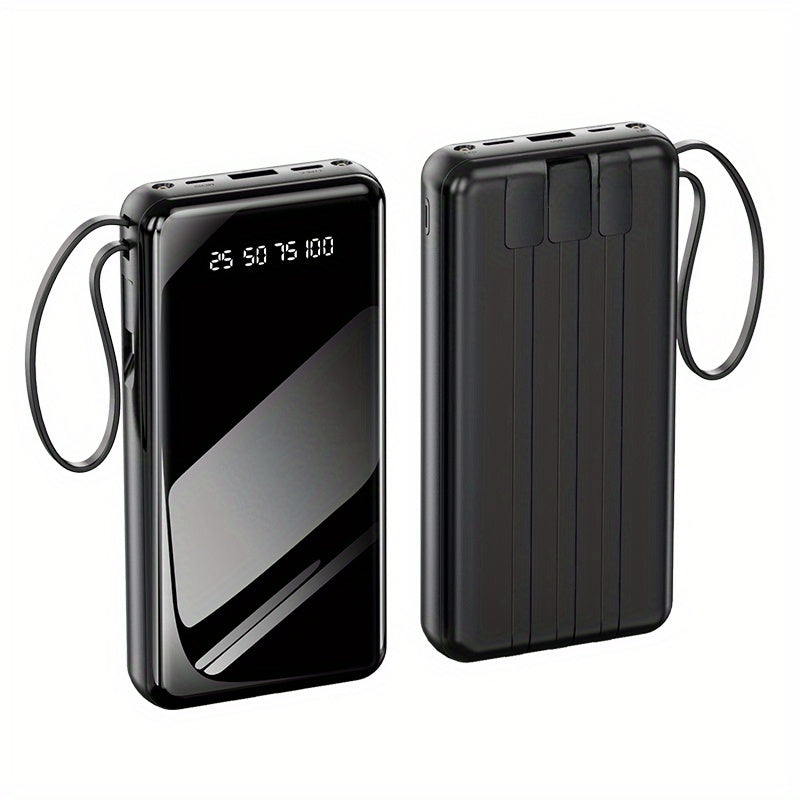 1個，25800/60000mAh大容量移動電源，內建4條線，適用於多種裝置，強力應急LED燈，智慧LED顯示屏，可同時為5臺裝置充電，適合旅行和露營