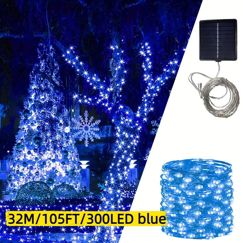 1个户外LED太阳能彩灯，带8种模式，有105英尺/72英尺/39英尺/23英尺太阳能花灯可选，适用于装饰花园、露台、圣诞树、派对、婚礼和各种美丽的活动（多色）