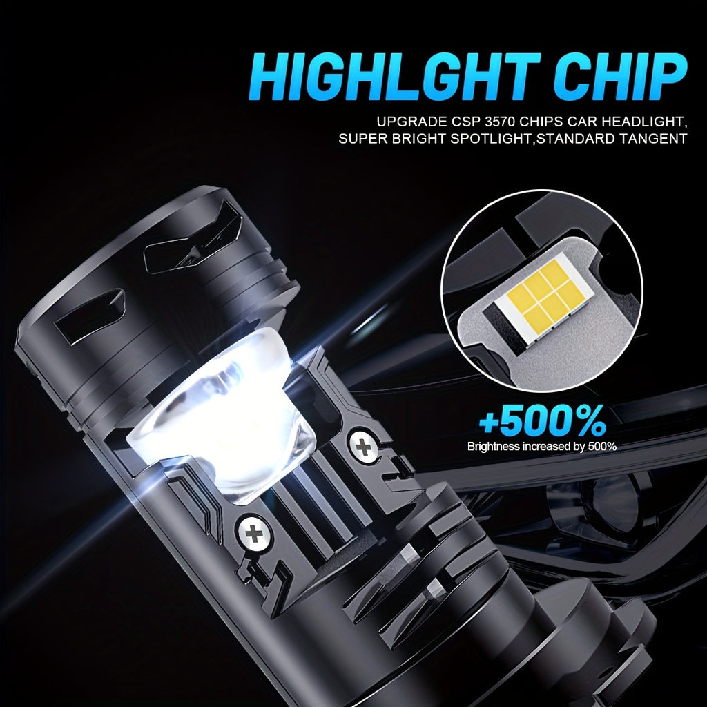 2 H4 Lens Projector LED Car Headlight Bulbs Bi LED Plug-and-Play 30000LM 500% Super Bright CANBUS Turbo Car Bulb High/Low Fog Light Bulb
