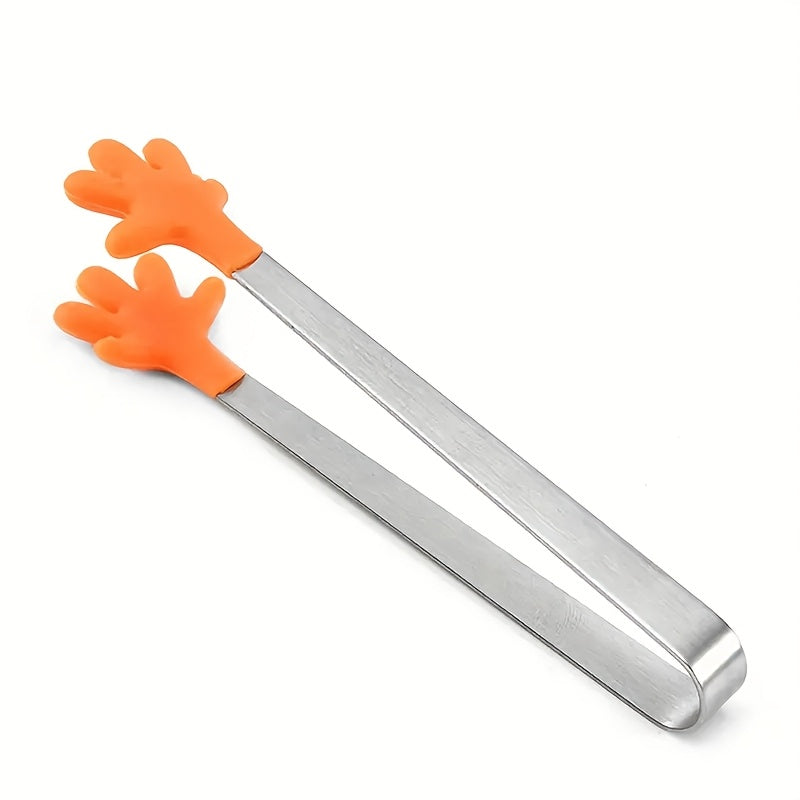 One Silicone Mini Tongs - 5-Inch Handle, Colorful Small Clips for Food, Ice Cubes, Fruit, Sugar, BBQ, Kitchen