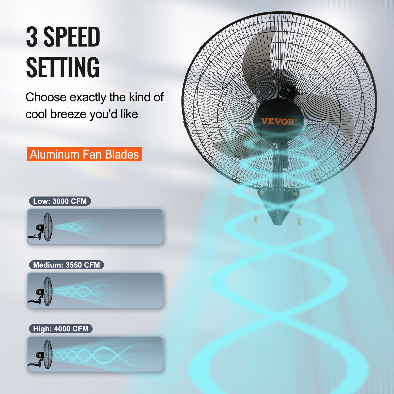 VEVOR Wall Mount Fan, 1/2 Pack, 18 Inch Oscillating, 3 Speed Settings, Max 4000 CFM, Industrial Indoor Fan, Ideal for Commercial, Residential, Warehouse, Greenhouse, Workshop, Basement, Garage, Black