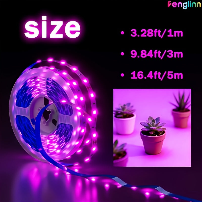 Indoor Full Spectrum LED Plant Grow Light Strip, Pink Purple, 5V USB Powered