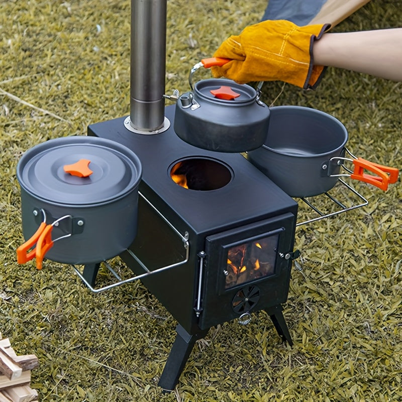 Portable Stainless Steel Folding Outdoor Camping Stove, No Power Source or Magnesium Stone Needed, Suitable for Tent Use