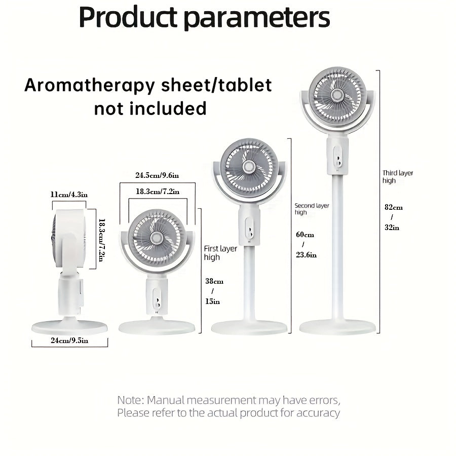 Height Adjustable Fan, 5 Wind Speed Levels, Type-C Charging Port, Lithium Battery Powered, Remote Control Operation, USB Charging Port, Perfect Christmas Gift