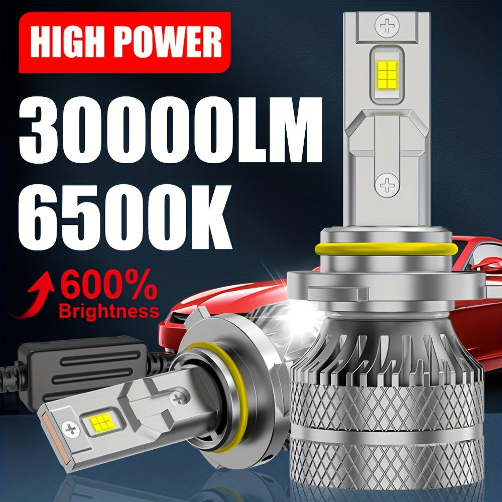 2-Pack H7 Car LED Headlights, Auto Parts, High/Low Beam Integrated, 30,000 Lumens, 360° Beam Angle, 500m Illumination Distance, CSP Chip, Universal 12V/24V, Compatible with H1, H4, H7, H11, HB3, 9005, HB4, 9006, HIR2, 9012-F135 Models
