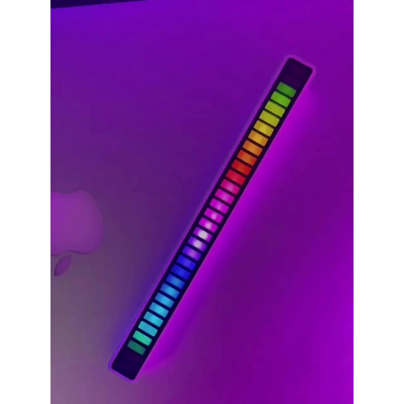 2个音乐脉冲LED灯条 - 语音控制彩色氛围灯，颜色、音量、亮度和模式可调节 | USB供电，无需电池，非常适合卧室和客厅装饰，卧室氛围 | 鲜艳照明 | 耐用